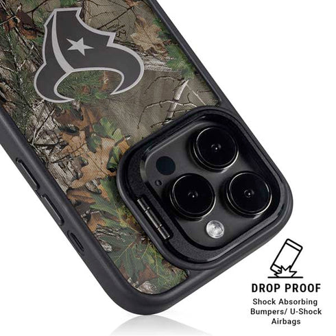 NFL Houston Texans Realtree Xtra Green Camo iPhone 15 Pro Kickstand Case